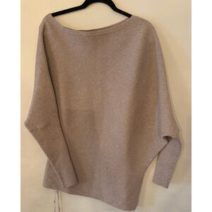 Reiss Lorna Ribbed Off-the-Shoulder Sweater – Size L – Oatmeal – NWT